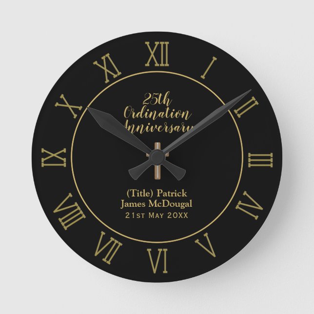 25th Ordination Anniversary Priest Gift Customized Round Clock (Front)