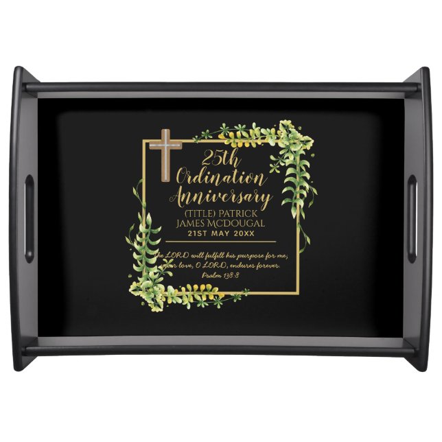 25th Ordination Anniversary Priest Gift Customized Serving Tray (Front)