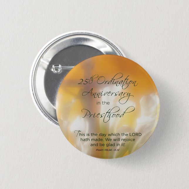 25th Ordination Anniversary Priesthood Lilies Button (Front & Back)