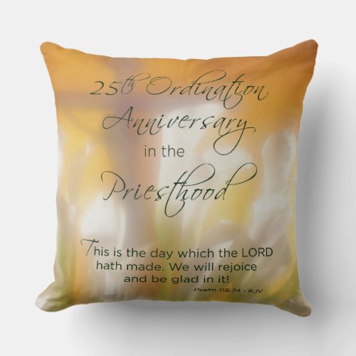 25th Ordination Anniversary Priesthood Lilies Throw Pillow