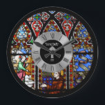 25th Ordination Anniversary Stained Glass Custom Large Clock<br><div class="desc">ANY number of years as an Ordained Pastor, Priest Minister Deacon etc. Ordination Anniversary personalized commemorative keepsake Gift with text template fields for you to add name, date and other text as desired. Add a personal message, greeting, Bible verse, scripture, proverb. Suitable for any milestone 1st 5th 10th 15th 20th...</div>