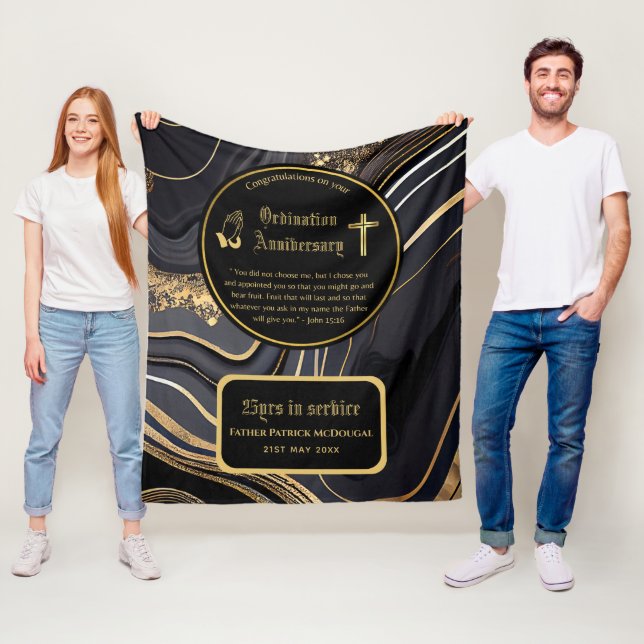 25th Pastor Priest Anniversary Gift Ordination ANY Fleece Blanket (In Situ)