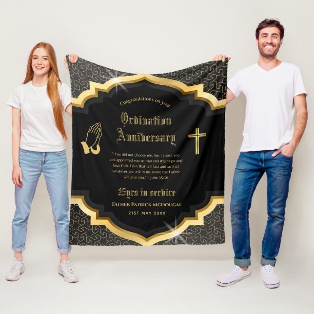 25th Pastor Priest Anniversary Gift Ordination ANY Fleece Blanket (In Situ)