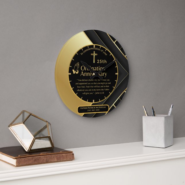 25th Pastor Priest Anniversary Gift Ordination ANY Large Clock (Office)