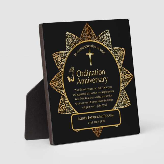 25th Pastor Priest Anniversary Gift Ordination ANY Plaque (Front)