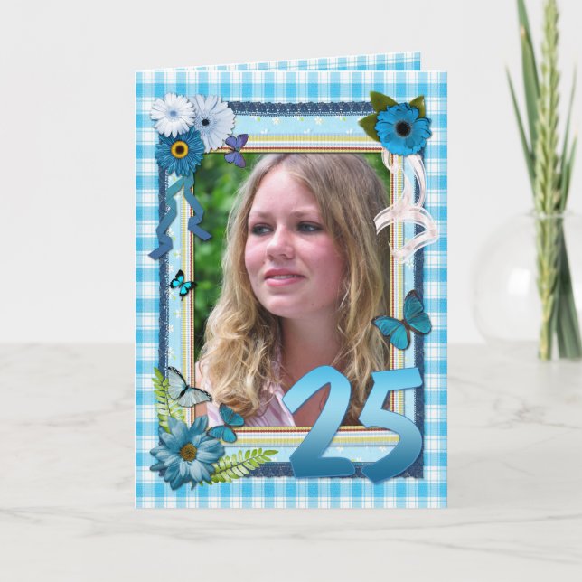 25th photo card for a birthday (Front)