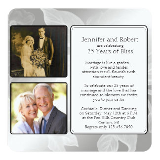 25th Rose Garden Photo Anniversary Invitation