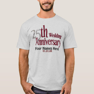 25th Silver and Burgundy Anniversary T-Shirt