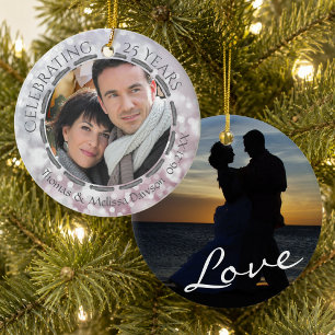 25th Silver Anniversary, 2-Sided, 2-Photo Ceramic Ornament
