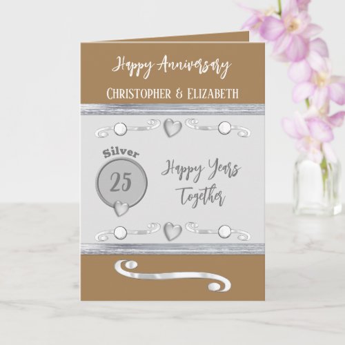 25th Silver Anniversary add names brown Card