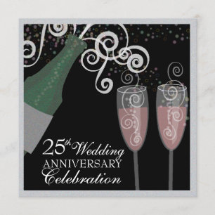 25th Silver Anniversary Bubbly Champagne Party Invitation