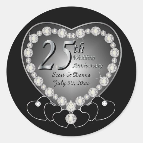 25th Silver Anniversary Classic Round Sticker