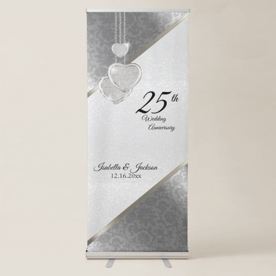 25th Silver Anniversary Design Retractable Banner Zazzle Com