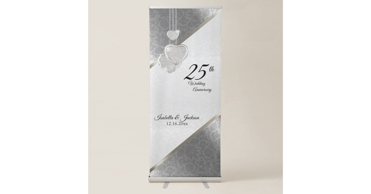 25th Silver Anniversary Design Retractable Banner | Zazzle