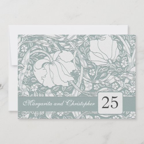 25th silver anniversary floral invitations