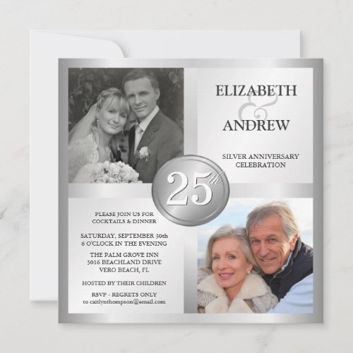 25th Silver Anniversary Invitations with 2 Photos
