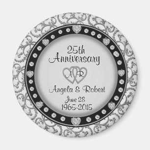 25th Silver Anniversary Magnet