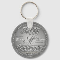 25th Silver Anniversary Monogram Keychain