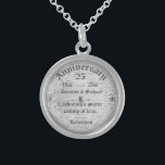 25th Silver Anniversary Monogram Sterling Silver Necklace<br><div class="desc">Beautiful and elegant 25th silver anniversary wedding monogram necklace.</div>