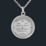 25th Silver Anniversary Monogram Sterling Silver Necklace<br><div class="desc">Beautiful and elegant 25th silver anniversary wedding monogram necklace.</div>