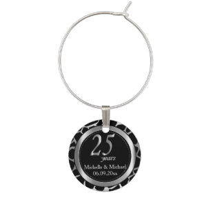 25th Silver Anniversary or Birthday Giraffe Win Wine Charm