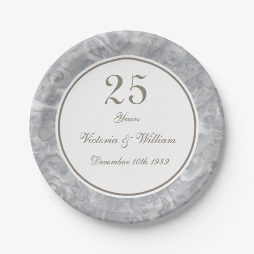 25th Silver Anniversary Paper Plate