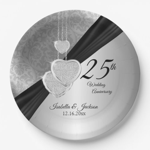 25th Silver Anniversary Paper Plates