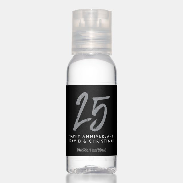 25th silver anniversary party favor hand sanitizer (Front)