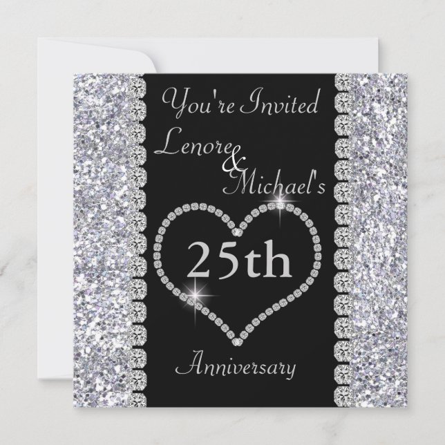 25th SILVER Anniversary Party Invitation (Front)