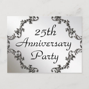 25th Silver Anniversary Party Invitation Postcards