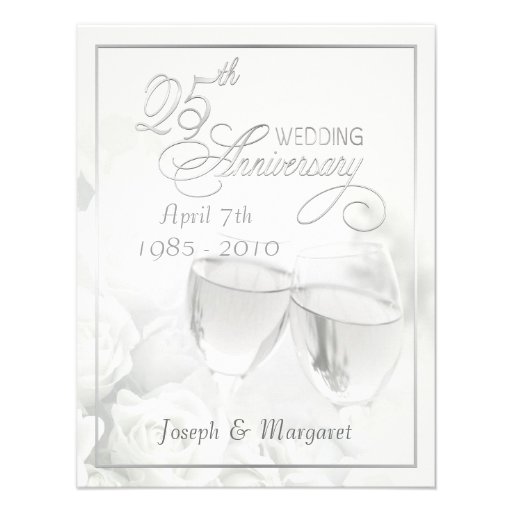 25th Silver Anniversary Party Invitations 4.25