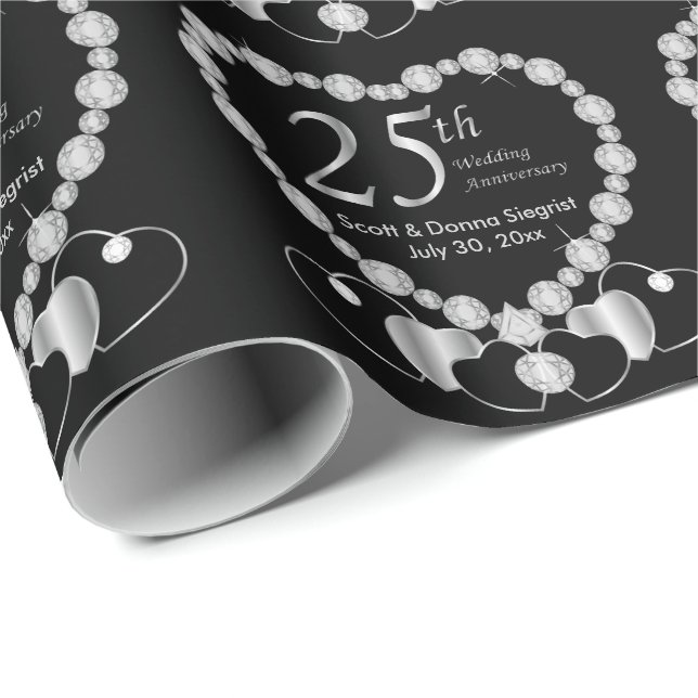 *25th Silver Anniversary Personalize Wrapping Paper (Roll Corner)