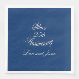 25th Silver Anniversary Personalized Paper Dinner Napkins