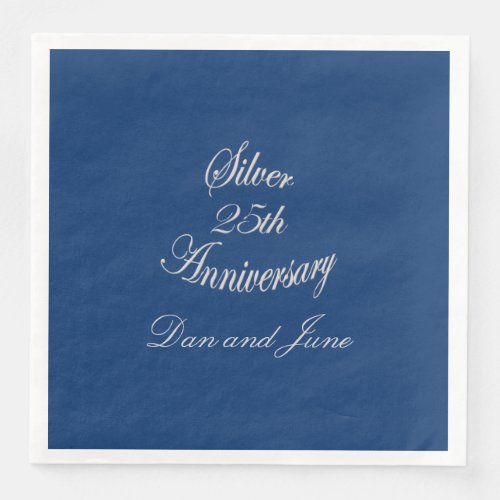 25th Silver Anniversary Personalized Paper Dinner Napkins