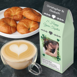 25th Silver anniversary photo names green grey Roasted Coffee