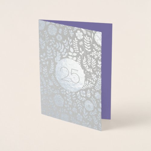25th Silver Anniversary Real Foil Greeting Cards