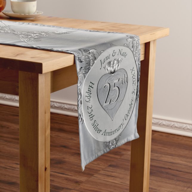 25th Silver Anniversary Scarf Medium Table Runner (In Situ)