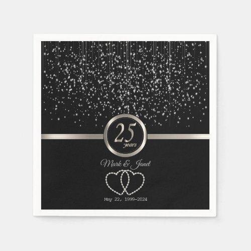 25th Silver Anniversary Starlights Paper Napkins