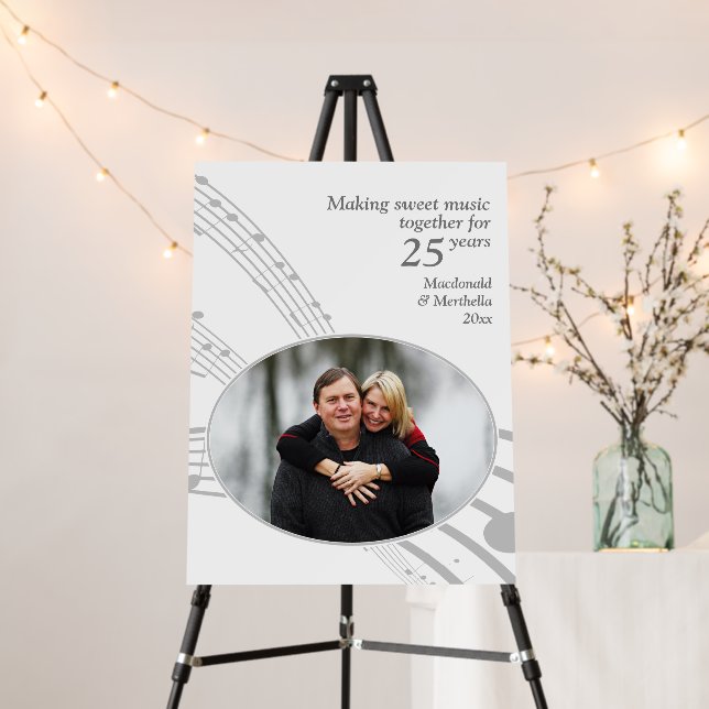25th SILVER Anniversary | SWEET MUSIC | Photo Foam Board (In Situ (Stand))