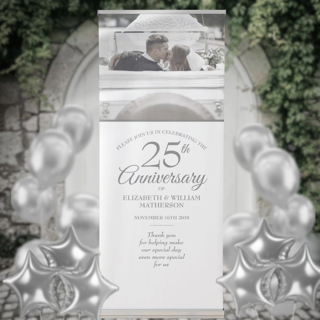 25th Silver Anniversary Wedding Photo Welcome Sign (25th Silver Anniversary Wedding Photo Welcome Sign)