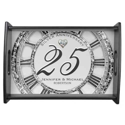 25th Silver Anniversary Wedding Serving Tray