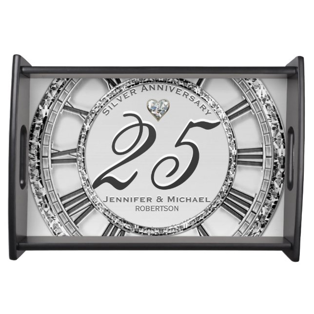 25th Silver Anniversary Wedding Serving Tray (Front)