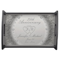 25th Silver Anniversary Wedding Serving Tray
