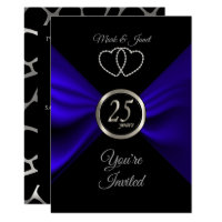 25th Silver Anniversary with Blue Satin Invitation