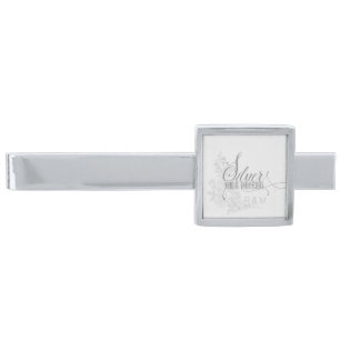 25th Silver Anniversary with Date and Initials Finish Tie Bar