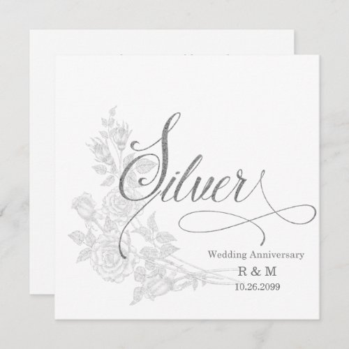 25th Silver Anniversary with Date and Initials Invitation