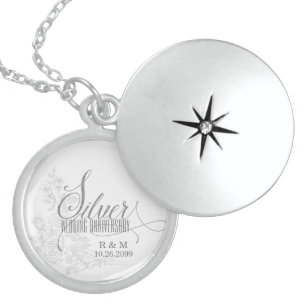 25th Silver Anniversary with Date and Initials Locket Necklace