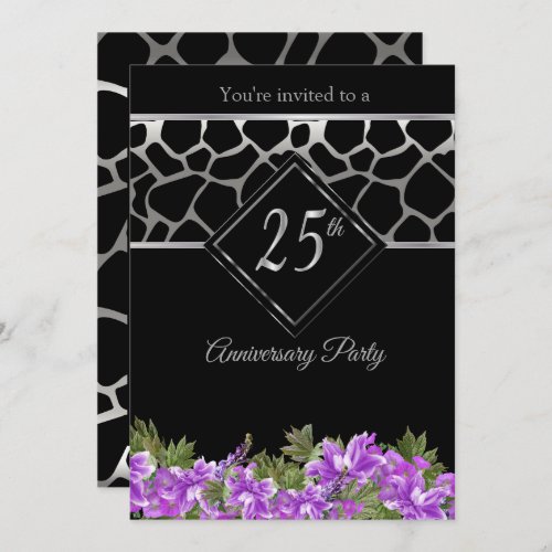 25th Silver Anniversary with Lavender Floral Invitation