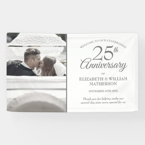 25th Silver Anniversary Your Wedding Photo Welcome Banner