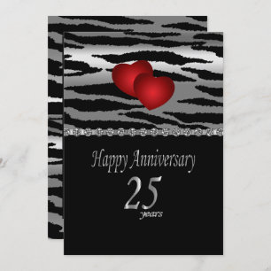 25th Silver Anniversary - Zebra Pattern - Love Invitation